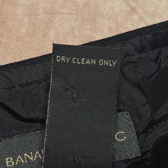 Vintage Y2K Banana Republic Leather Trim Italian Wool Skirt Black Pencil Euro - Picture 5 of 6